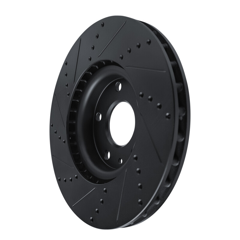 Chevrolet Corvette Brake Rotor (1) - Front Right - R1 Concepts - Drilled & Slotted - Black - `14-`19